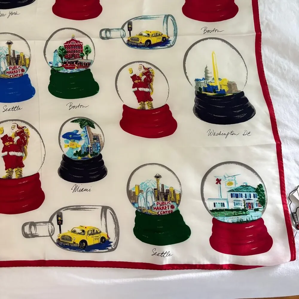 Echo for Talbots Silk Scarf Snow Globes DC Chicago New York Boston Miami Seattle